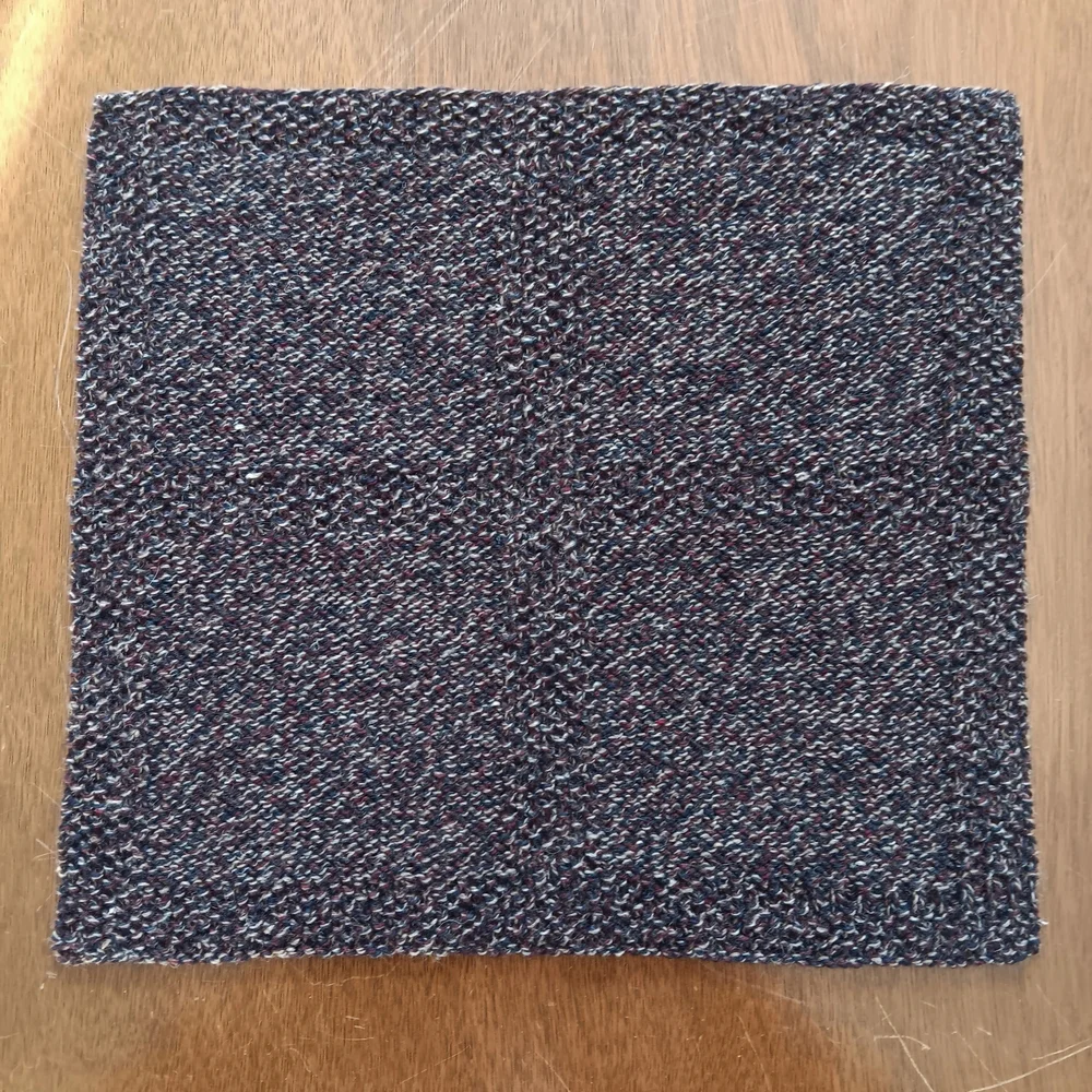 Set of 2 Handmade Handknit Marled Navy Blue Maroon Tan Windowpane Placemats